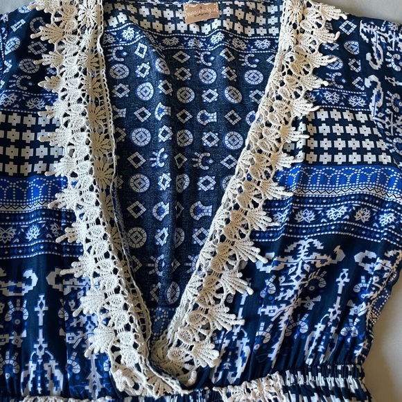 Beautiful blue romper. Boho style - Picture 8 of 9